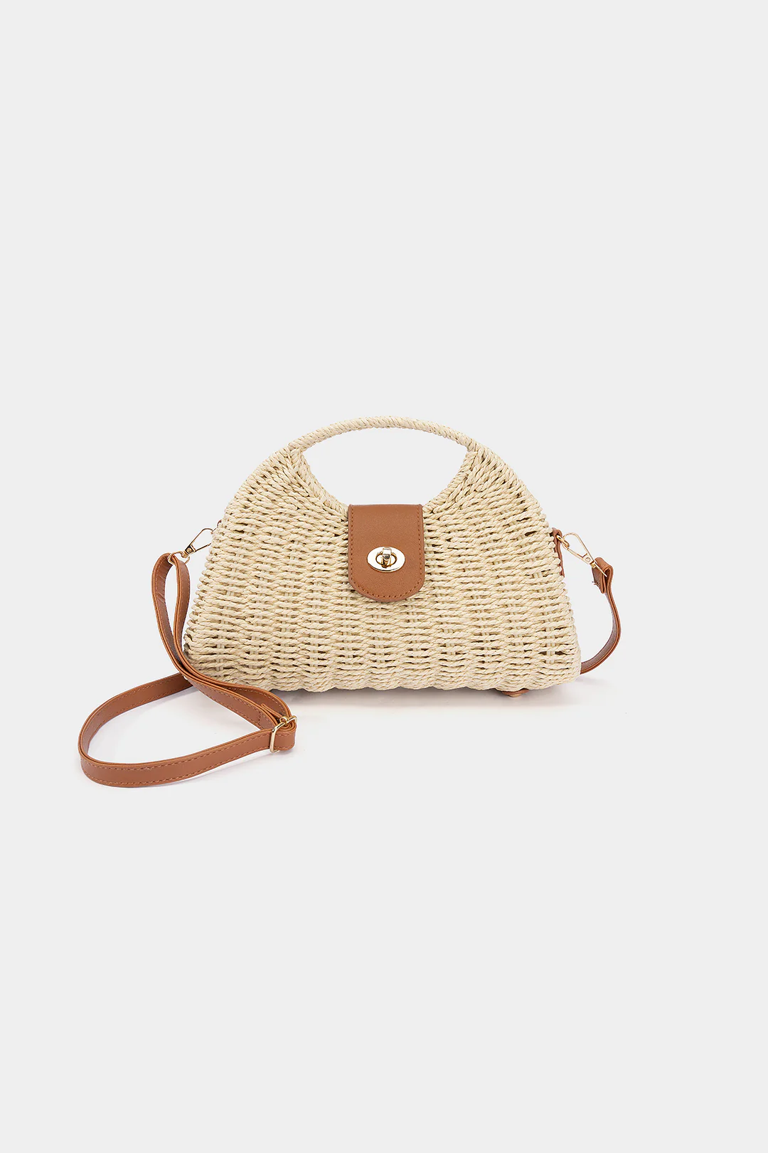 Woven Button Tote Bag