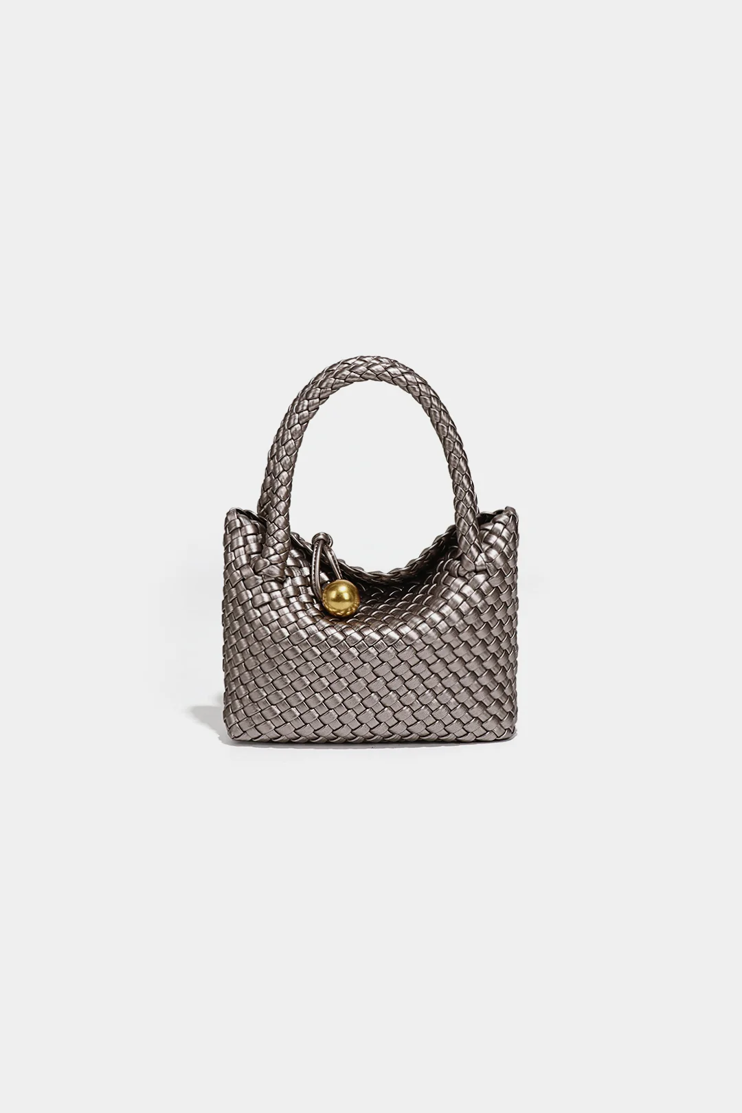 Faux Leather Woven Tote Bag