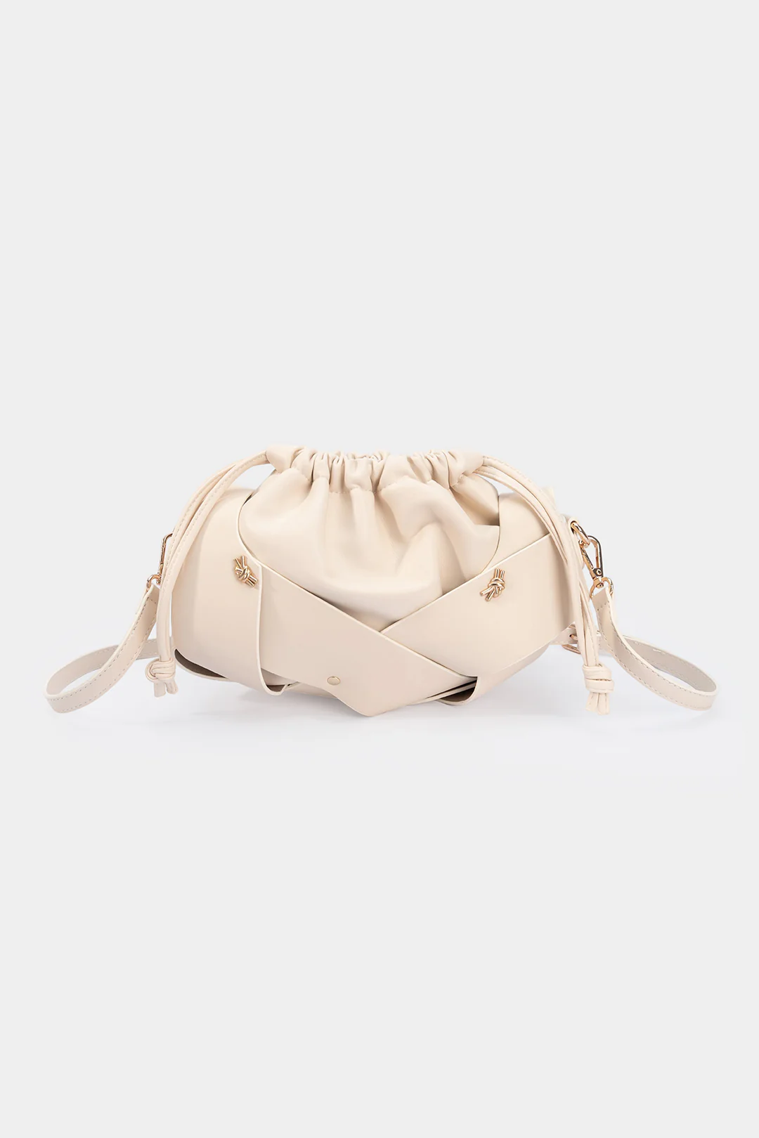 Faux Leather Ruched Tote Bag - Image 2