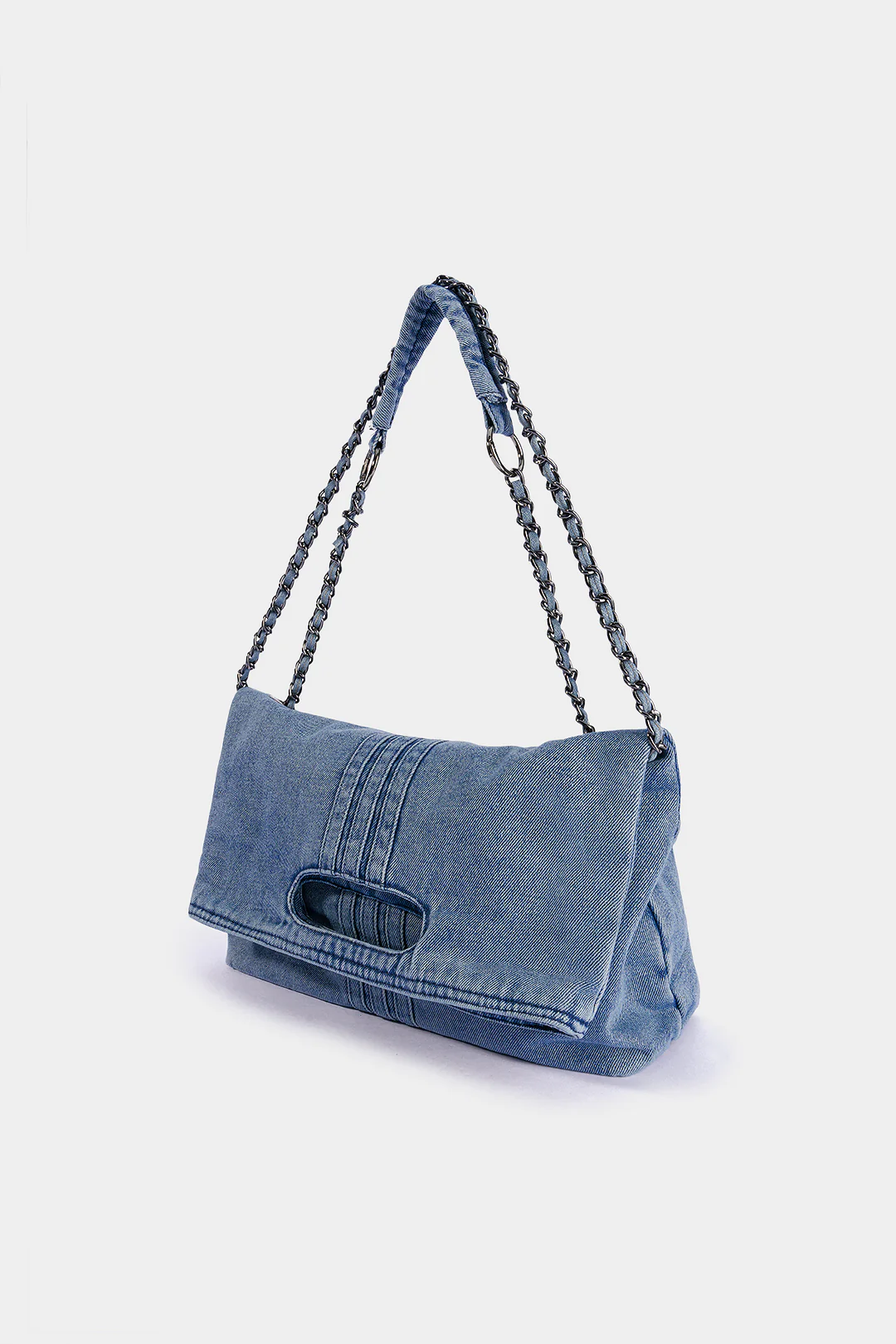 Denim Metallic Chain Cross-body Bag - Image 2