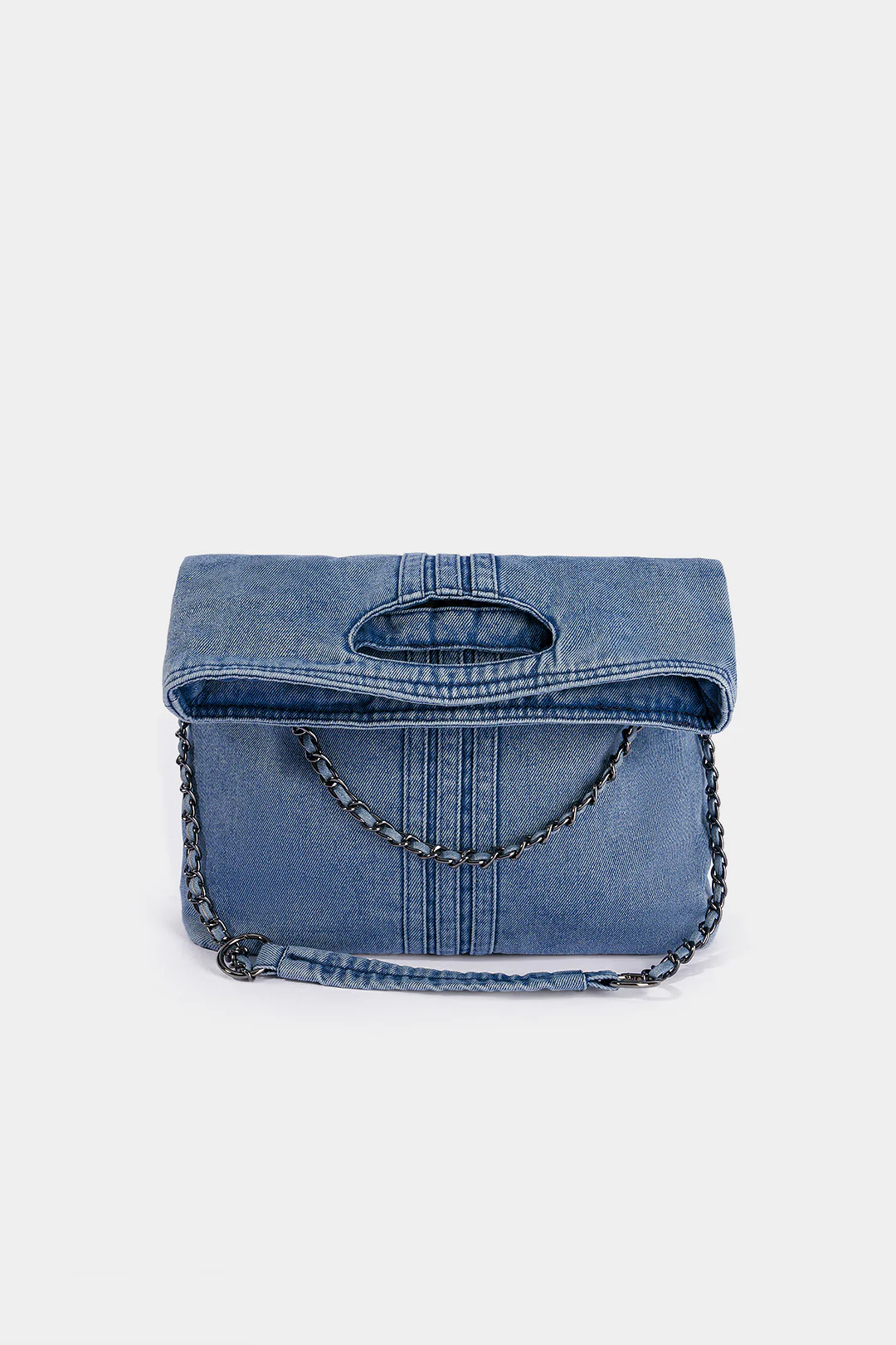 Denim Metallic Chain Cross-body Bag - Image 3