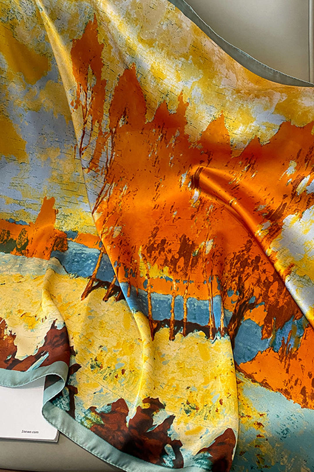 Abstract Print Satin Scarf - Image 4