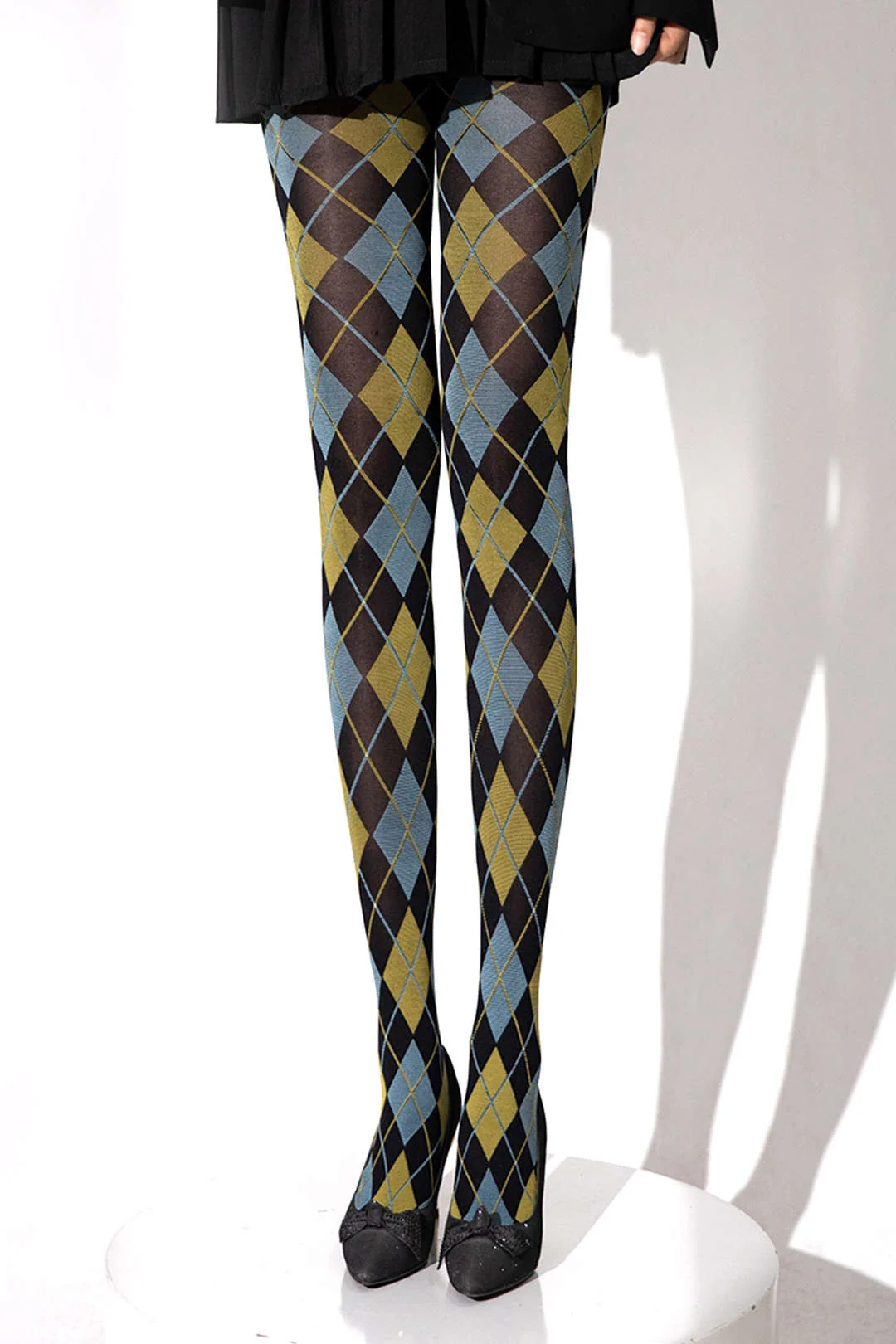 Contrast Argyle Print Tights - Image 10