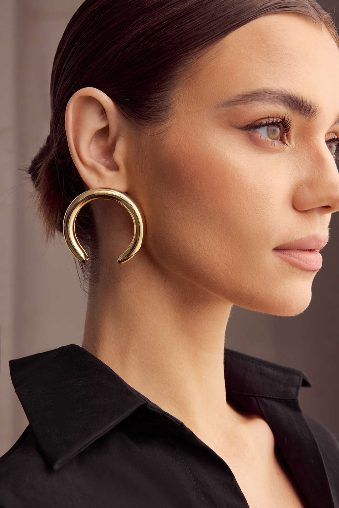 Metal Exaggerated Geometric Semicircular Earrings