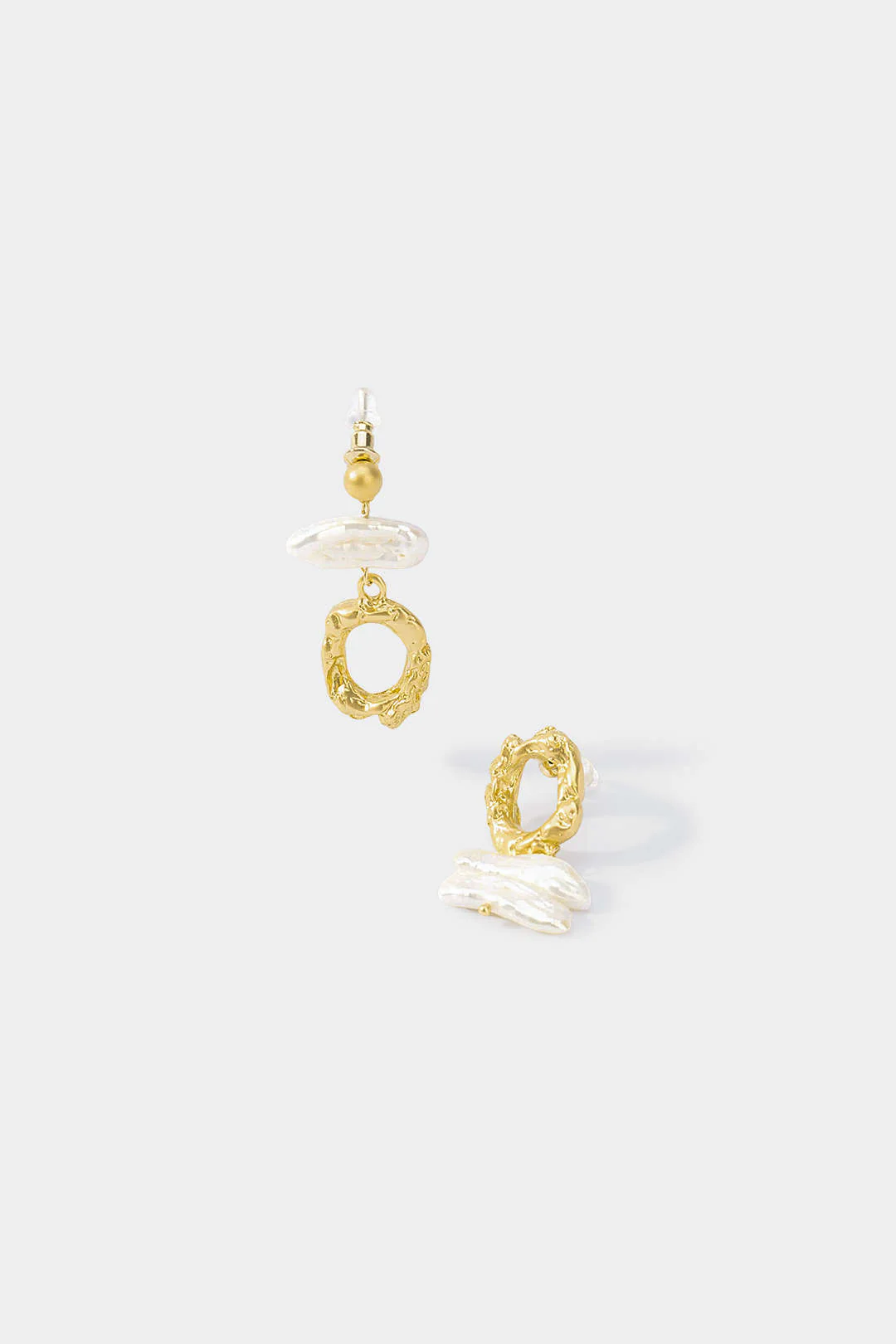 Alloy Pearl Asymmetrical Earrings - Image 2