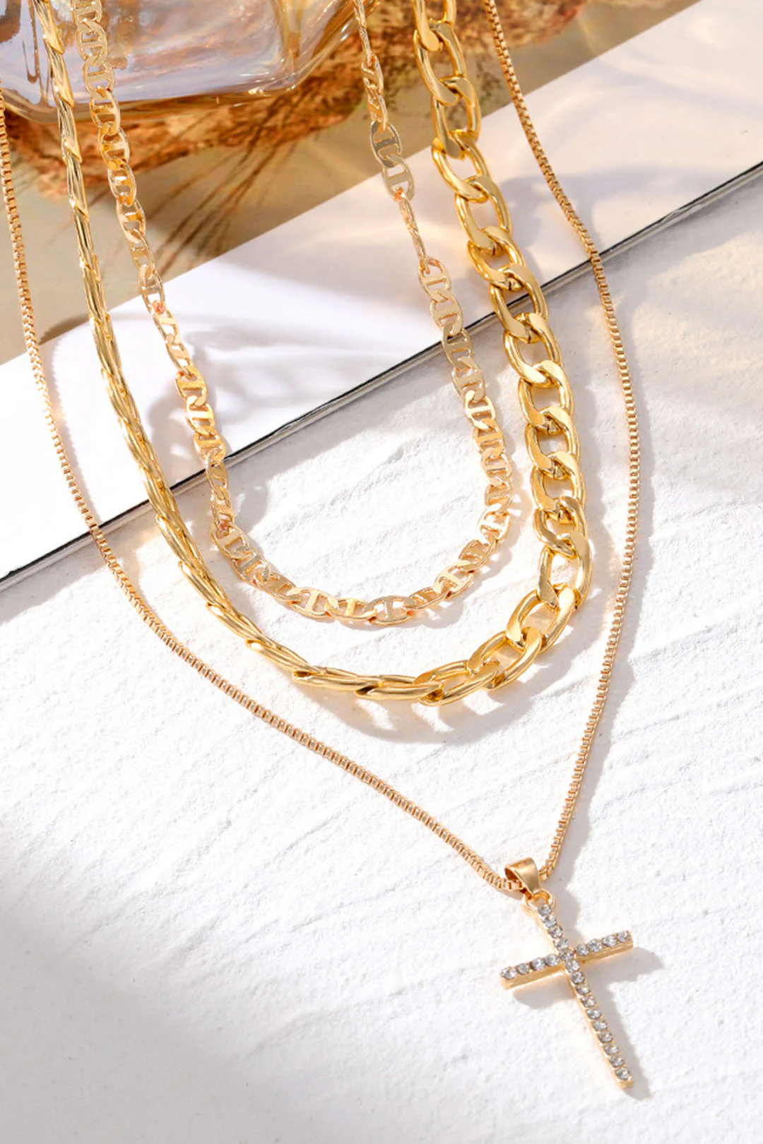 Cross Pendant Layered Necklace - Image 4