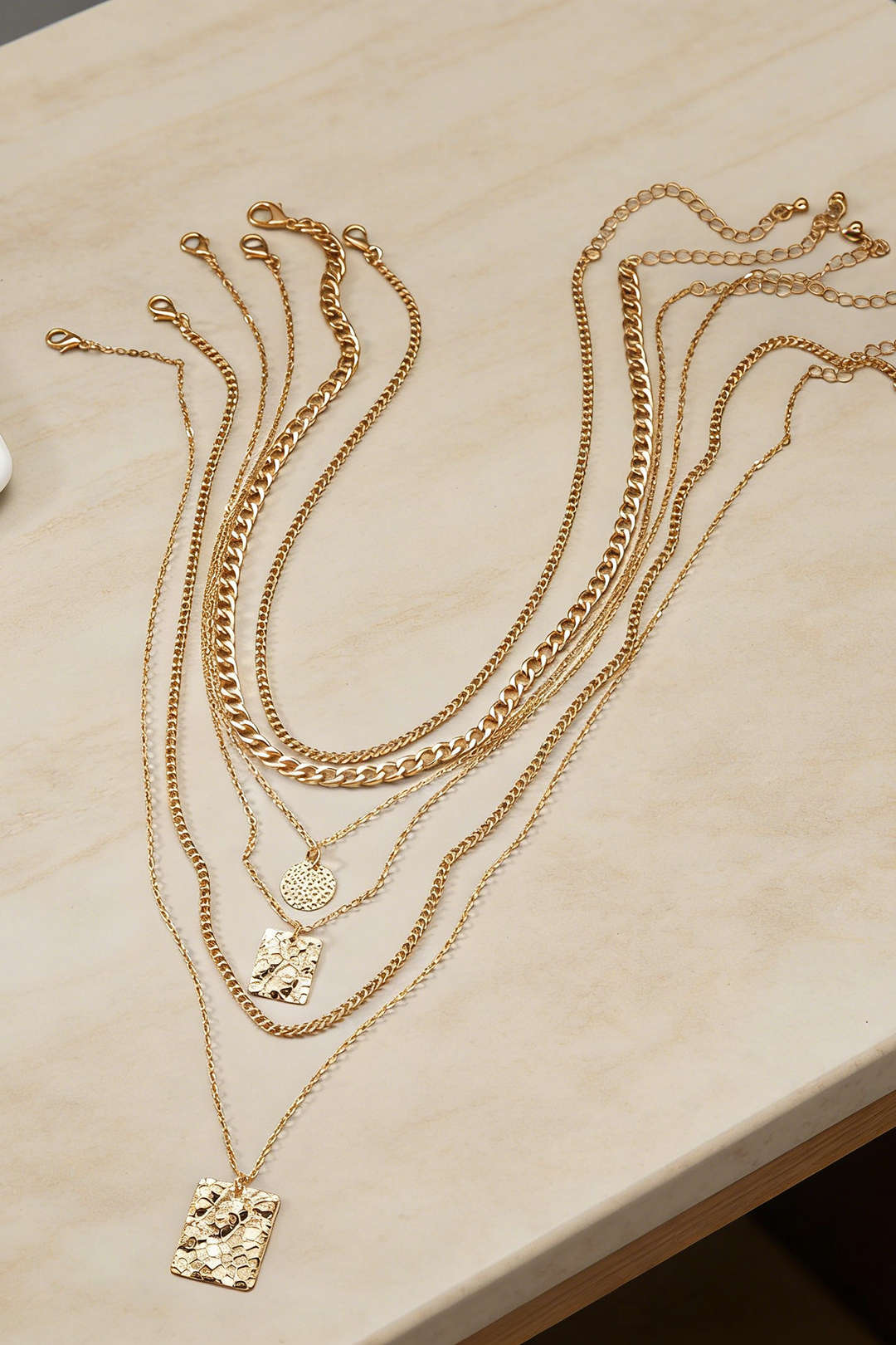 Alloy Multi-Layer Geometric Necklace - Image 3