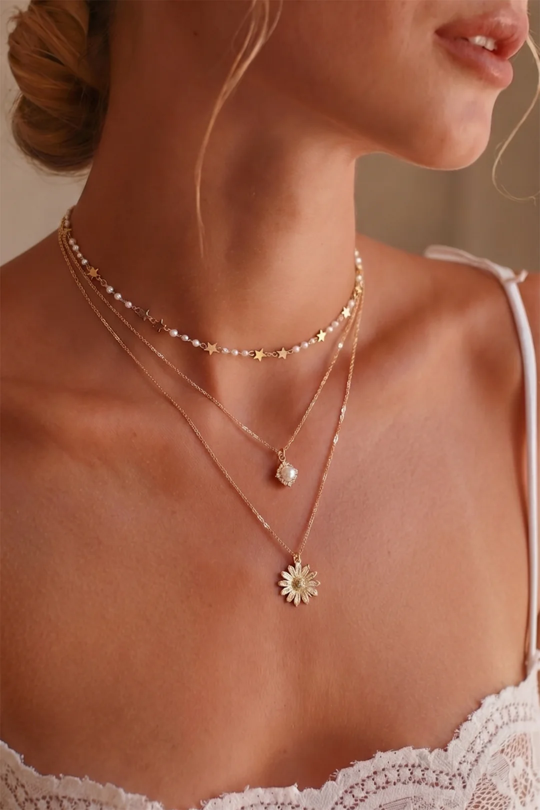 Flower Star Layered Necklace
