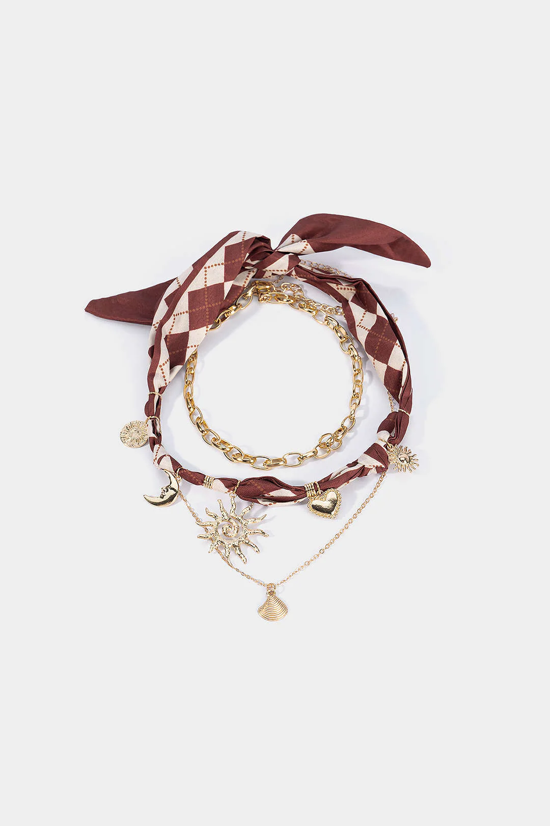 Alloy Sun Moon Shell Shape Layered Necklace - Image 2