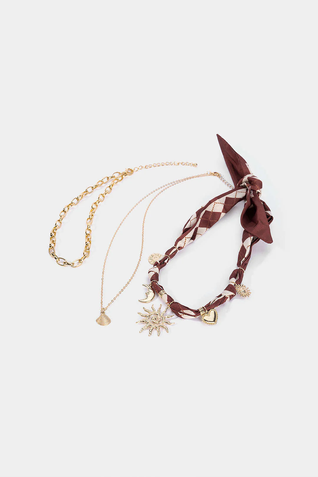 Alloy Sun Moon Shell Shape Layered Necklace - Image 3