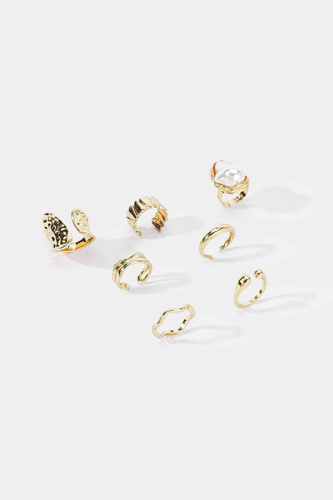 Metal Pearl Irregular Rings