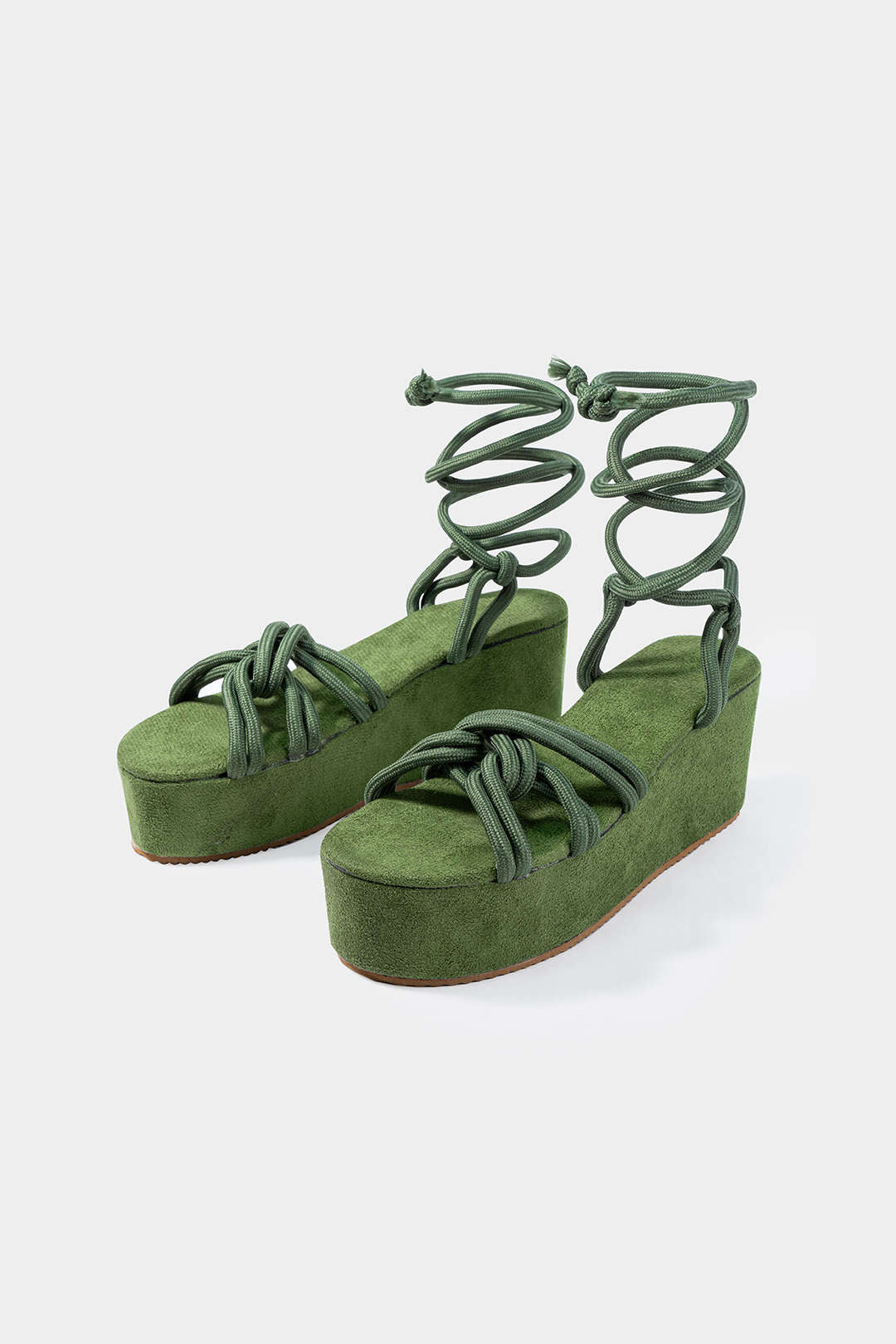 Tie-Up Open Toe Platform Flats Sandals - Image 10
