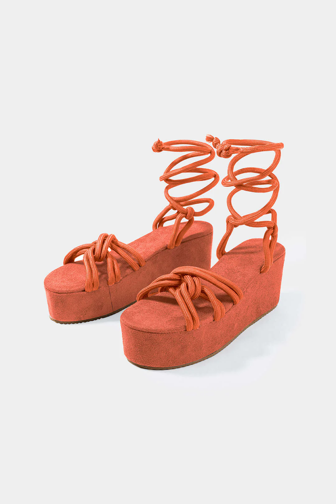 Tie-Up Open Toe Platform Flats Sandals - Image 4