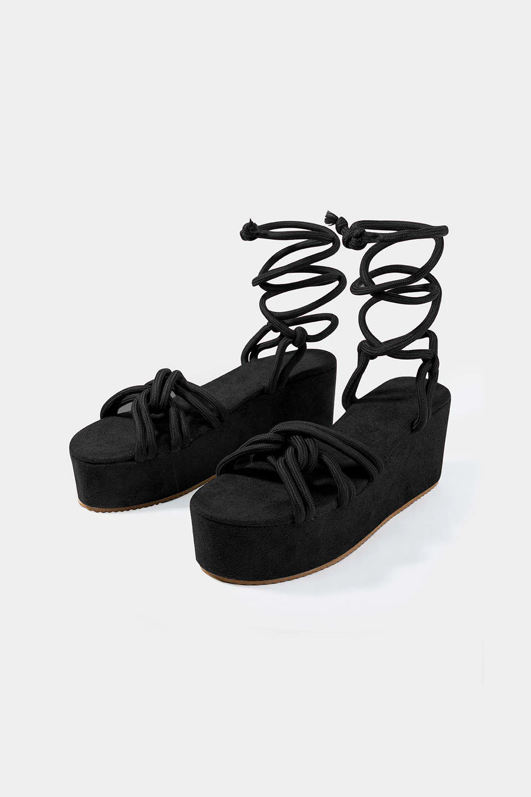 Tie-Up Open Toe Platform Flats Sandals - Image 6