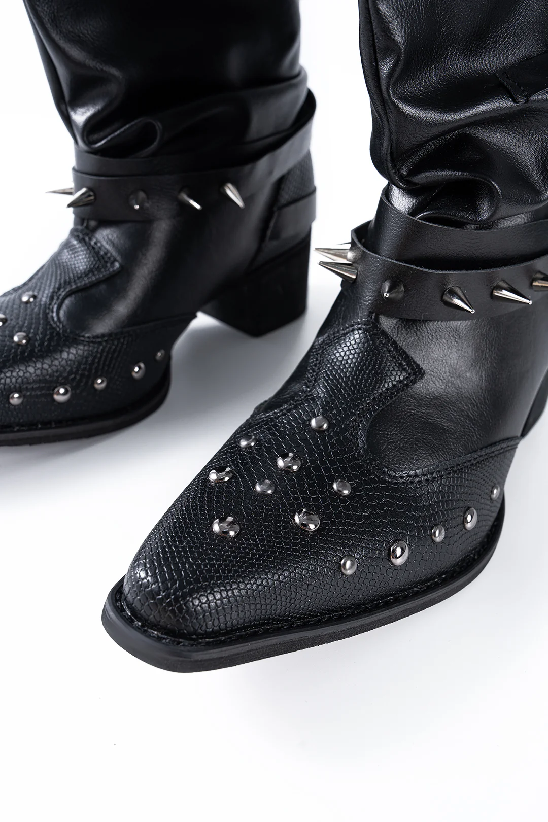Studded Pointed Ankle Boots - Image 3