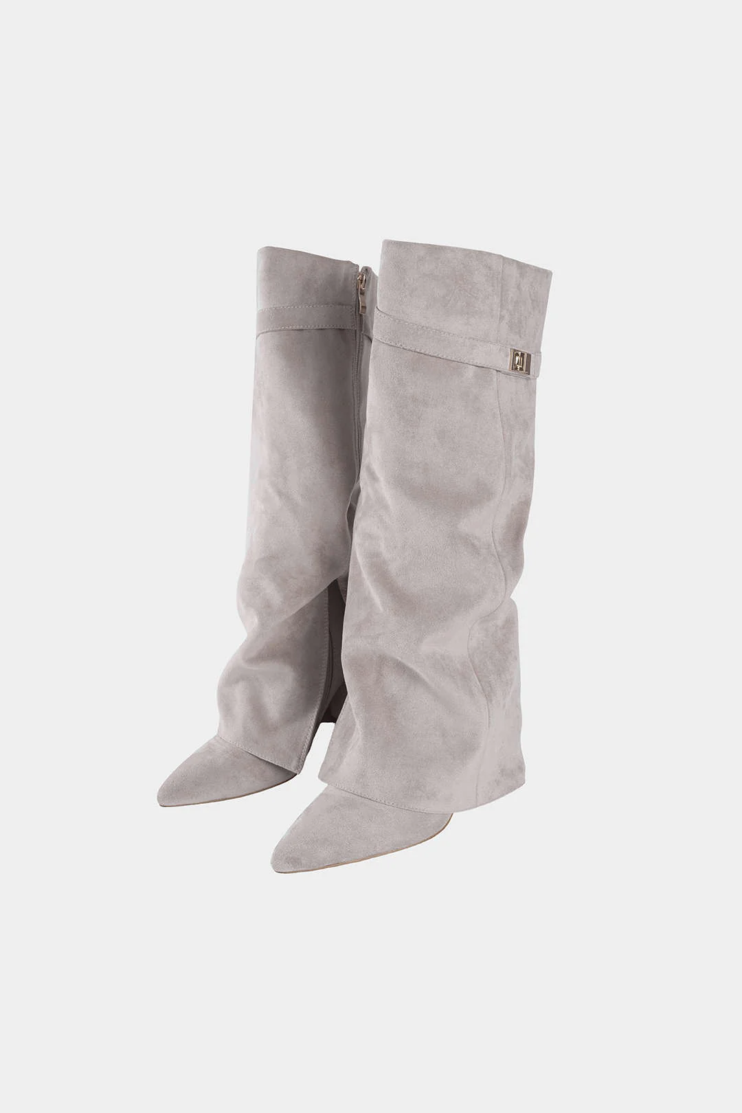 Leather Ruched Pointed Knee High Boots - Image 10
