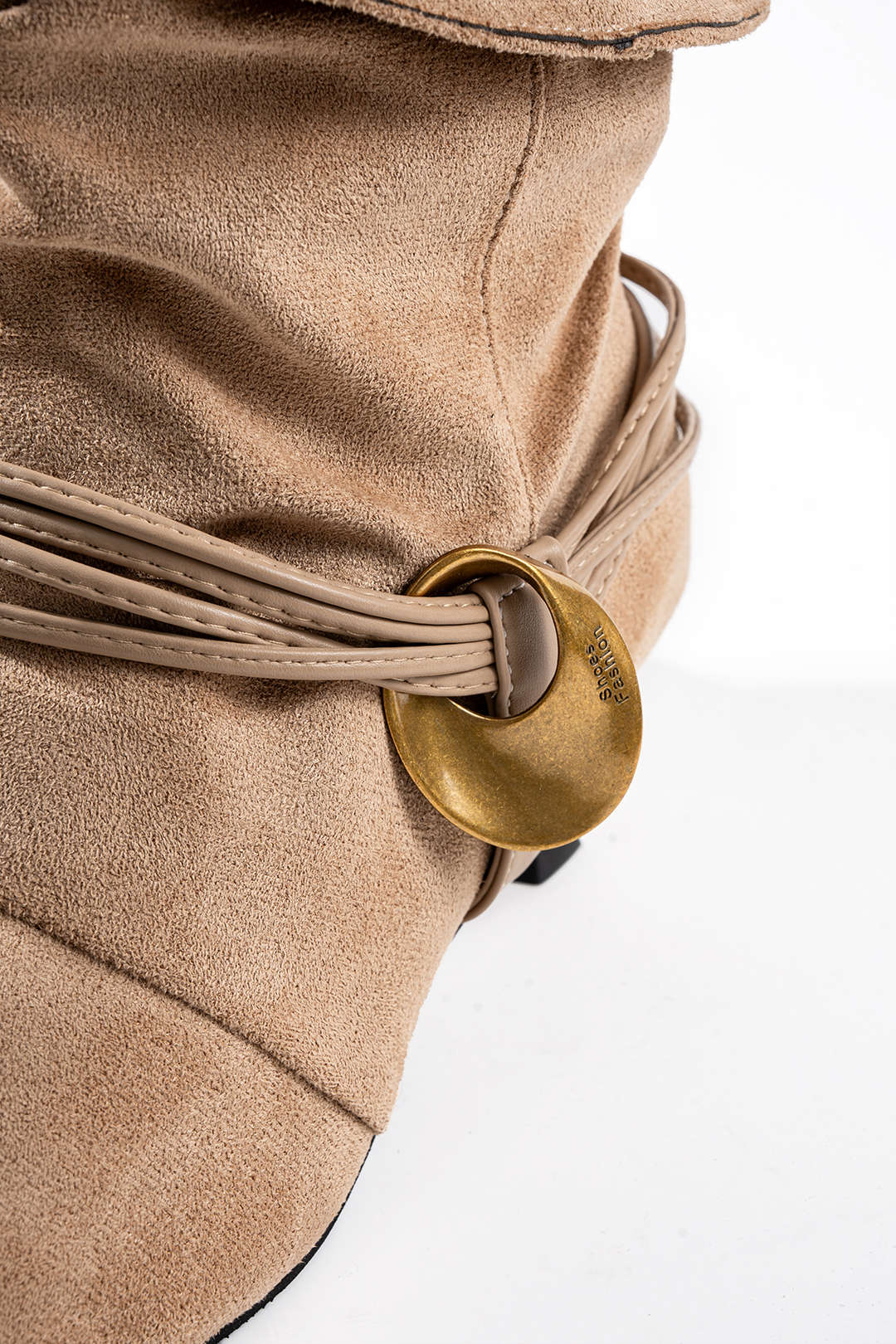 Suede Metallic Decor Pointed Ankle Boots - Image 3