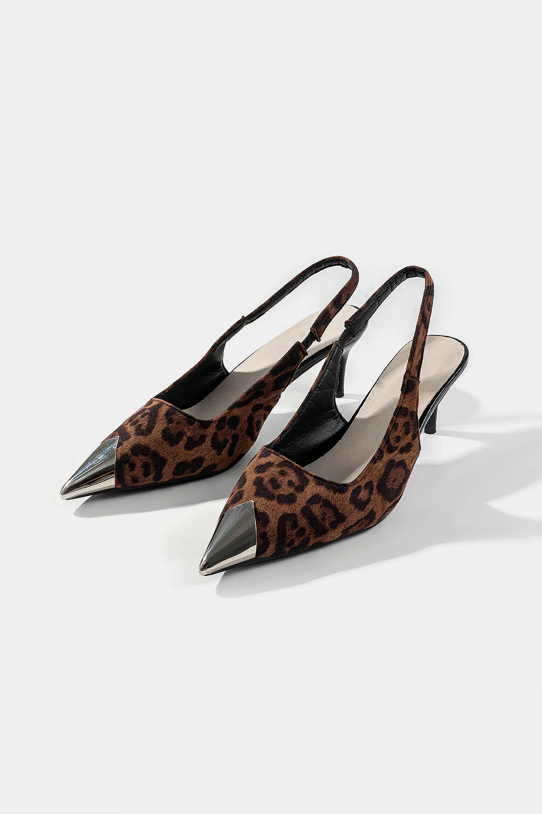 Leopard Metallic Pointed Toe Heels