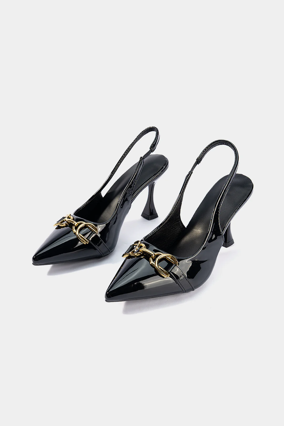 Metallic Buckle Pointed Heels