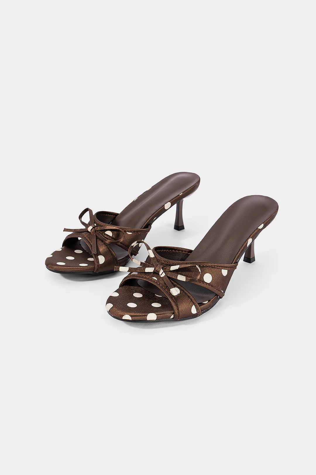 Bow Polka Dots Open Toe Pointed Heels