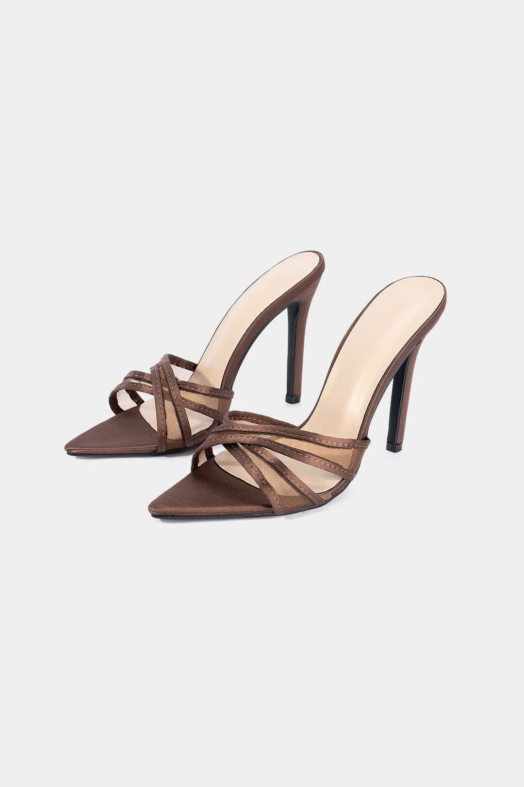 Mesh Crossed Pointed Heels