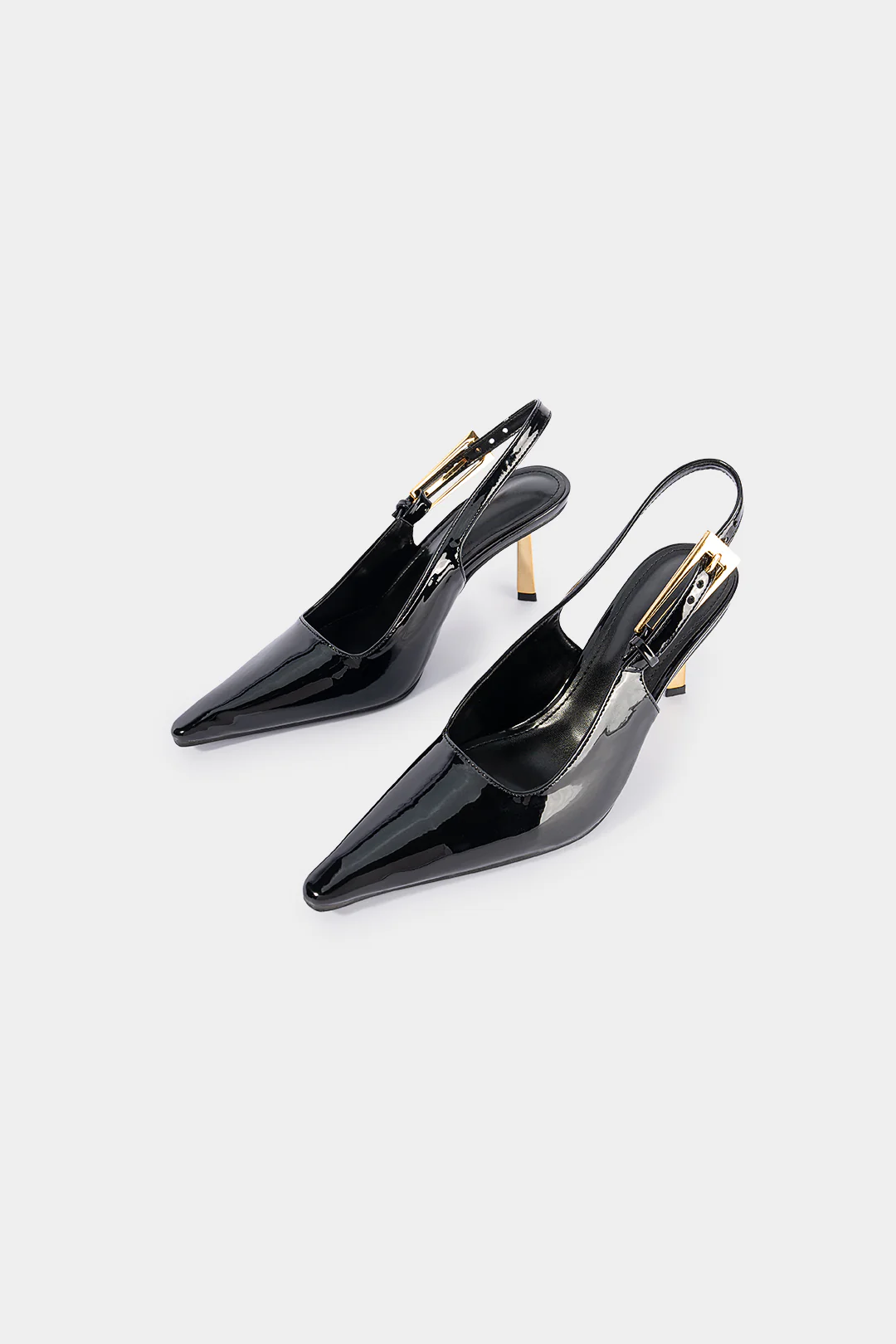 Patent Leather Metal Buckle Decoration Pointed Heels