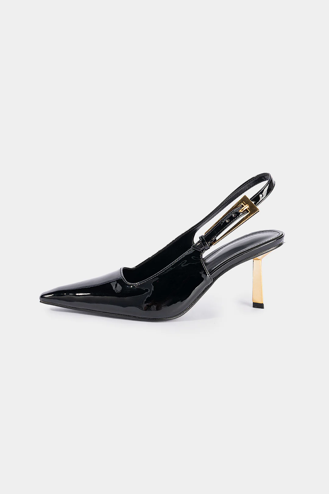 Patent Leather Metal Buckle Decoration Pointed Heels - Image 2