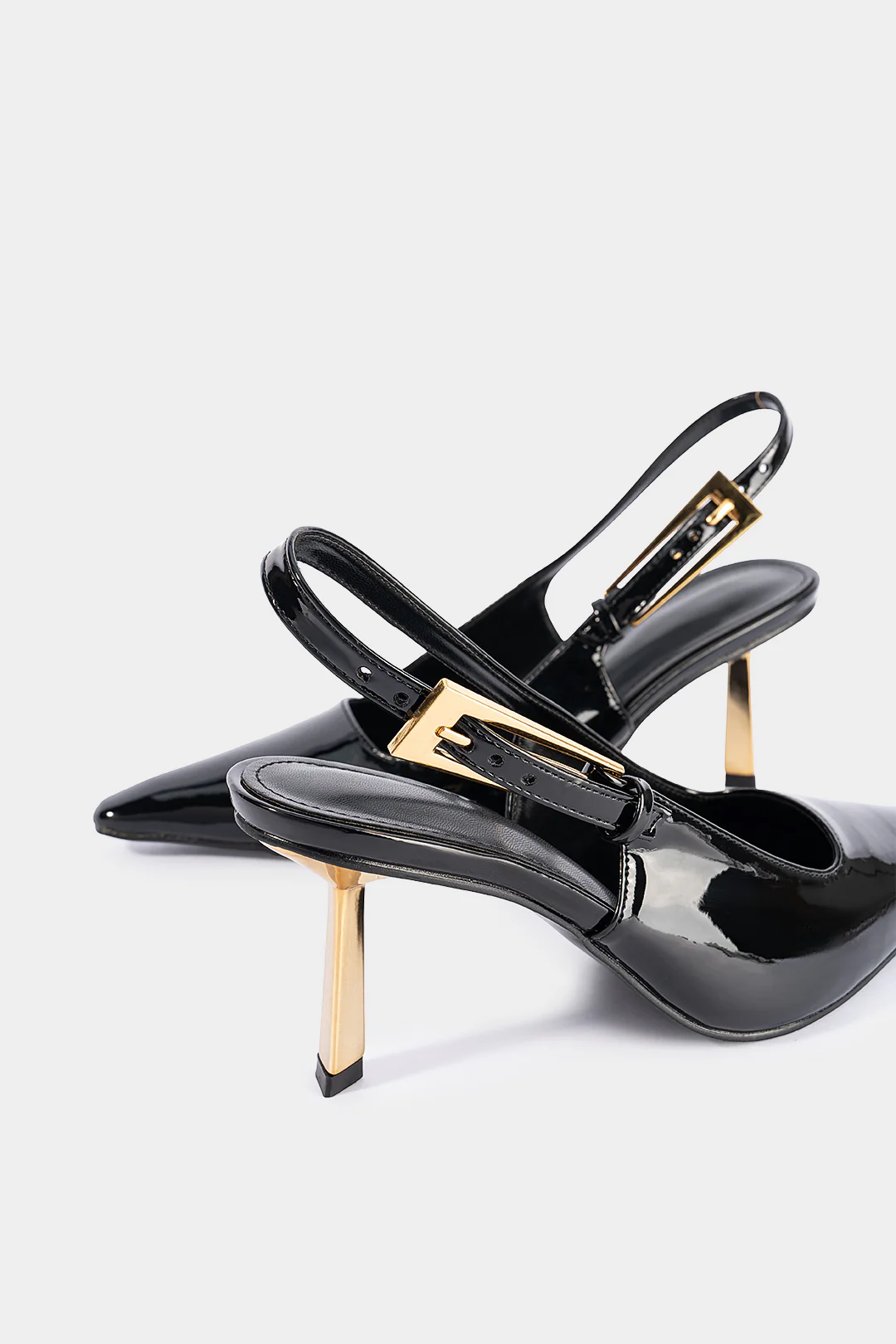 Patent Leather Metal Buckle Decoration Pointed Heels - Image 3