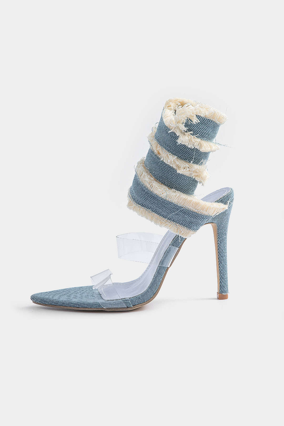 Denim Lace-up High Heel Sandals - Image 5