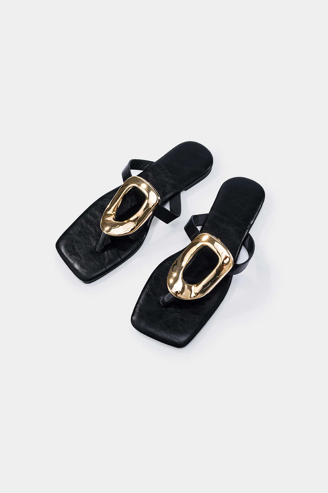 Metallic Decor Open Toe Flats - Image 7