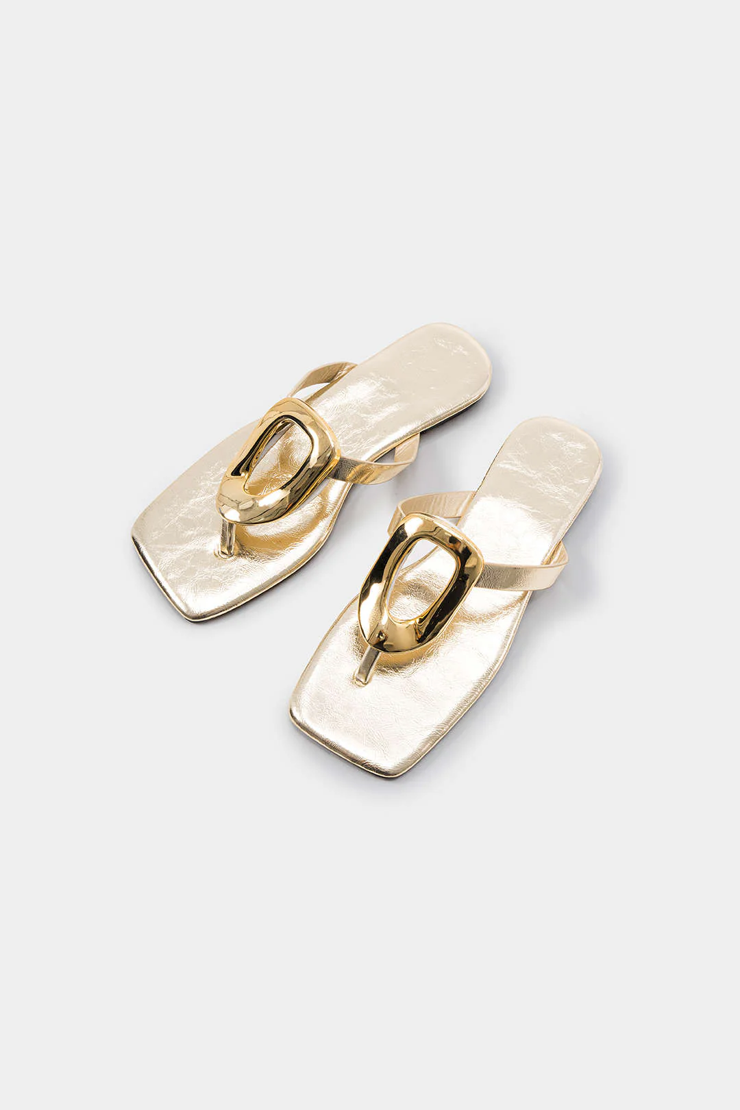 Metallic Decor Open Toe Flats - Image 8