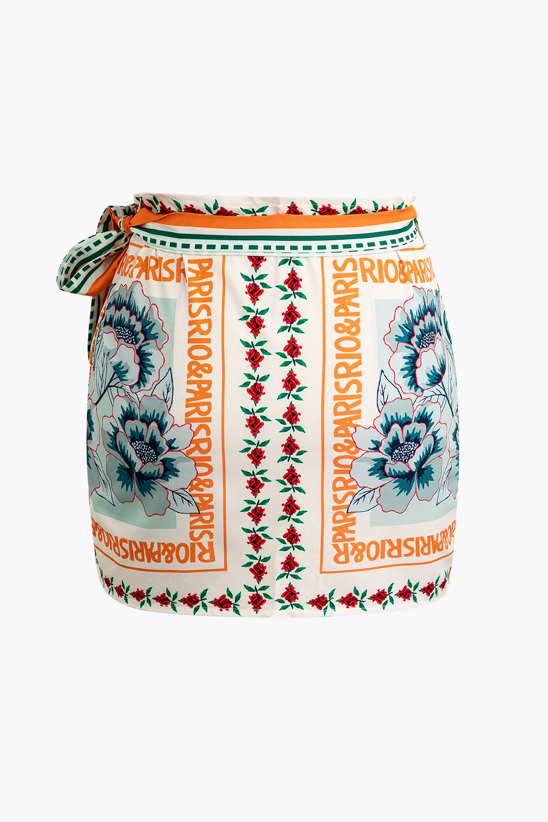 Plus Size Floral Print Wrap Knot Mini Skirt - Image 6