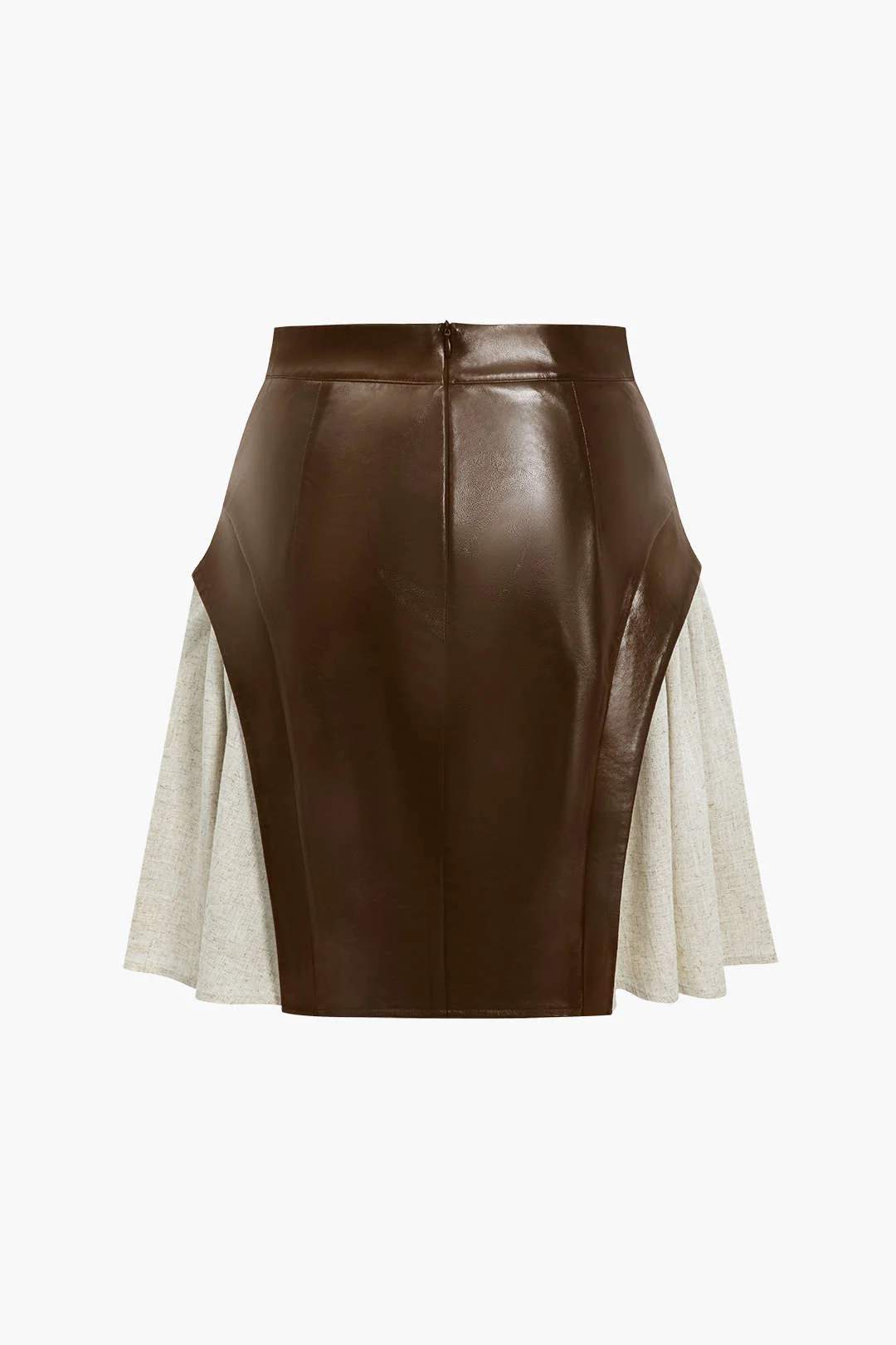 Color Block Patchwork Ruched Zipper Skirt - Image 10