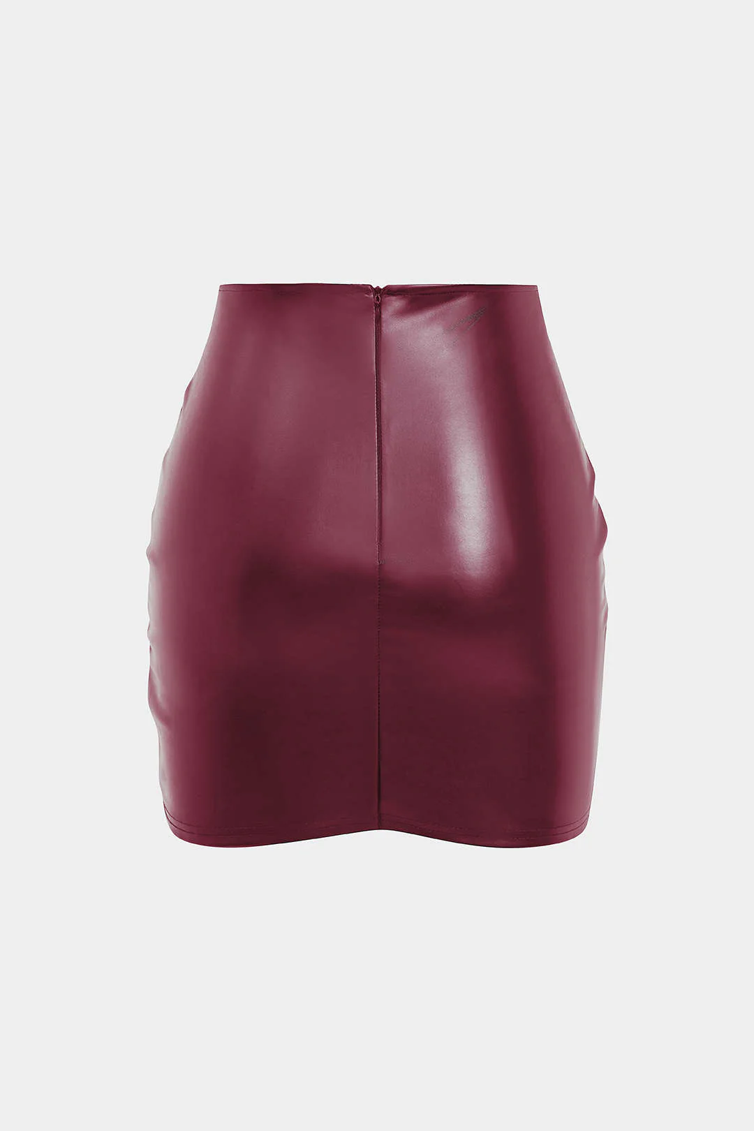 Solid Faux Leather Ruched Skirt