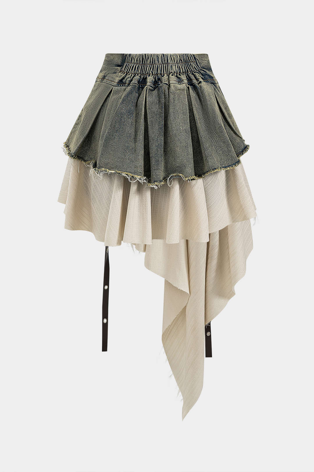 Denim High Waist Patchwork Skirt - Image 2