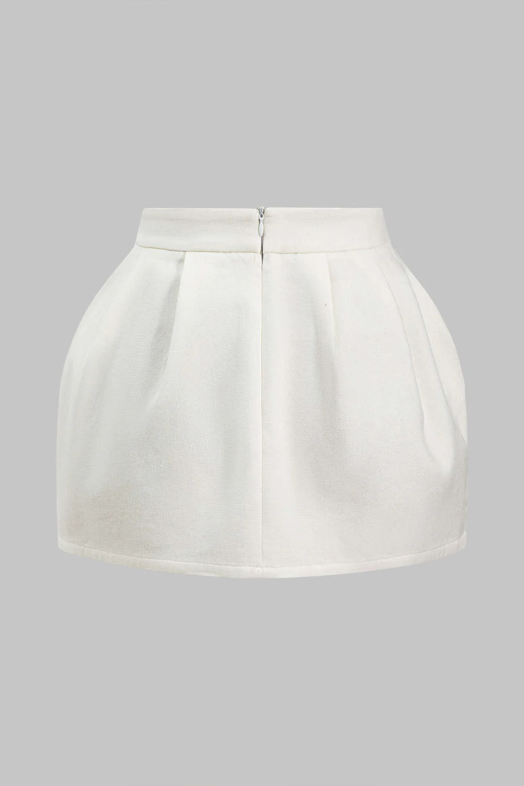 Linen Ruched Zipper Skirt - Image 2