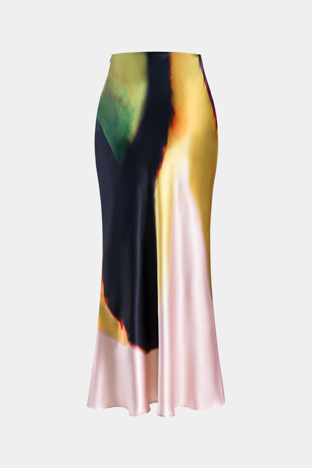 Contrast Print Satin Zipper Skirt - Image 2