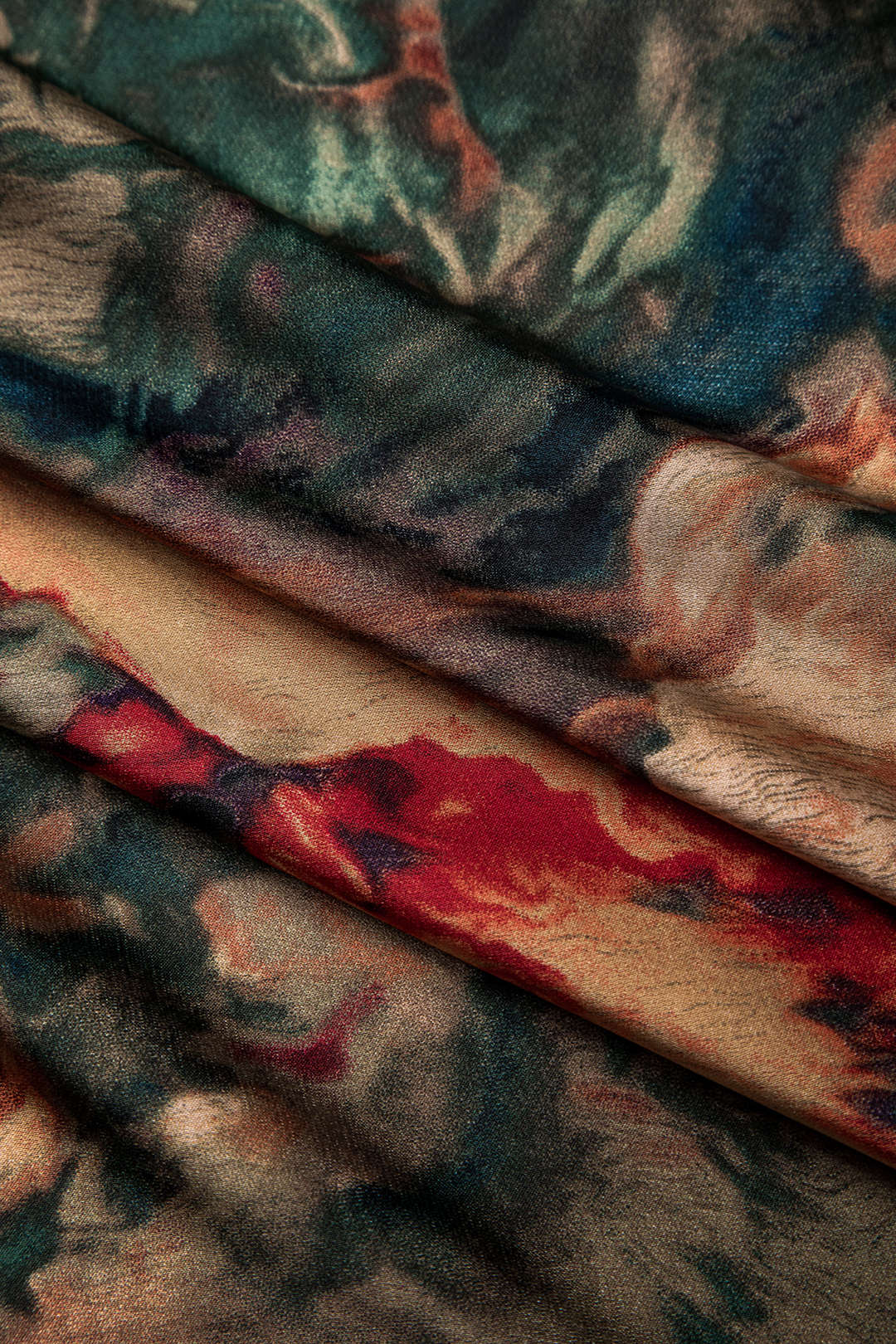 Plus Size Abstract Print Satin Tie Front Skirt - Image 3