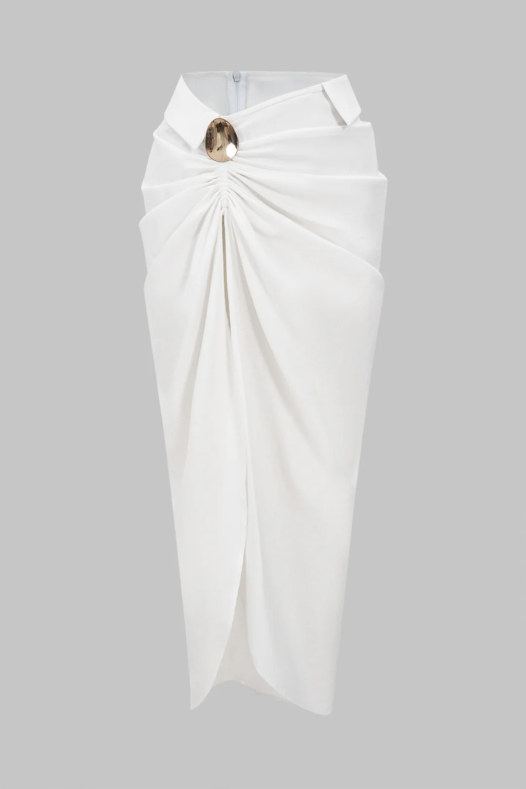Linen Ruched Split Asymmetrical Skirt