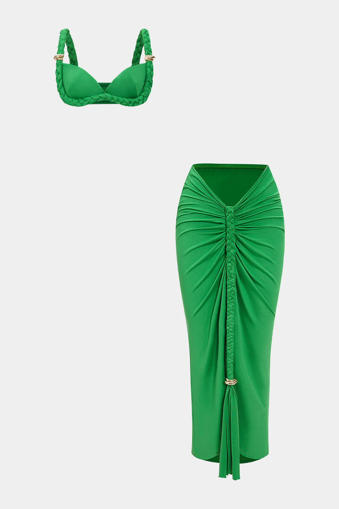 Metallic Decor Braided Ruched Skirt - Image 5