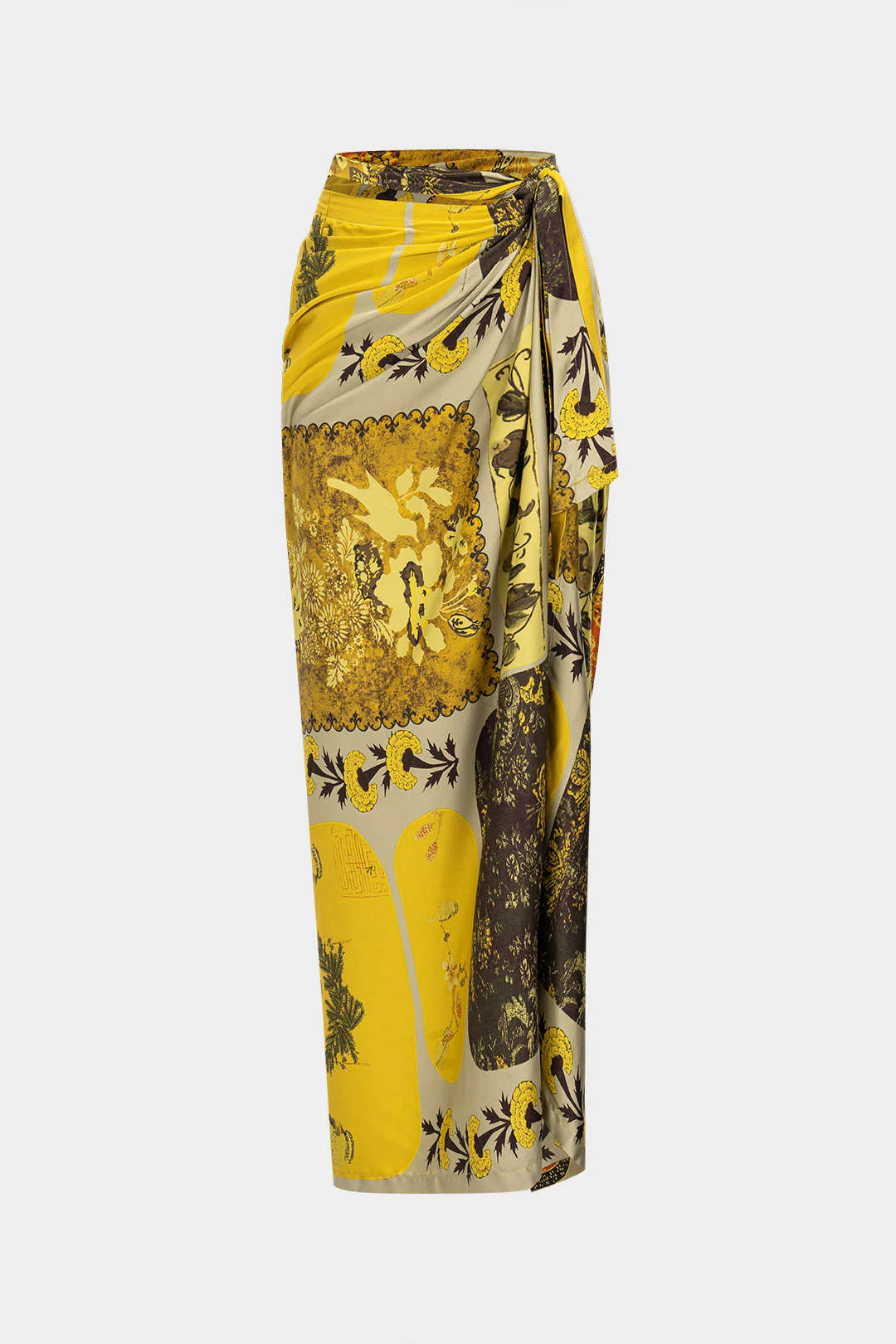 Retro Print Satin Tie Front Skirt - Image 10