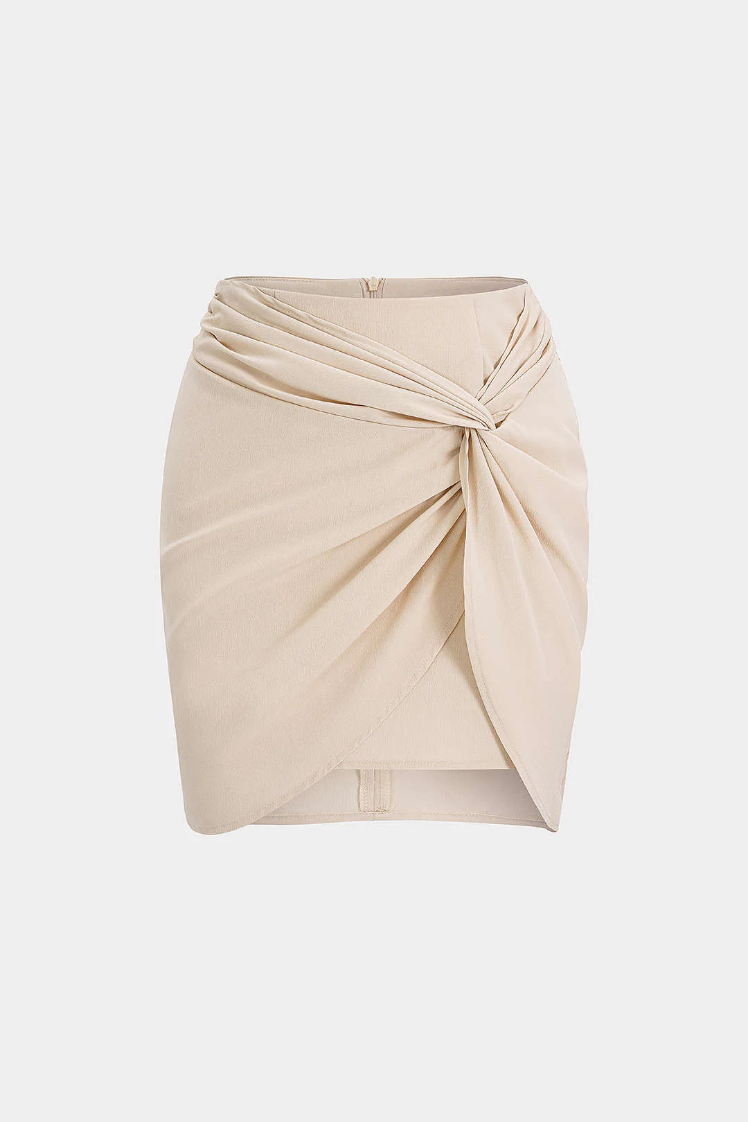 Ruched Twist Knot Zipper Skirt