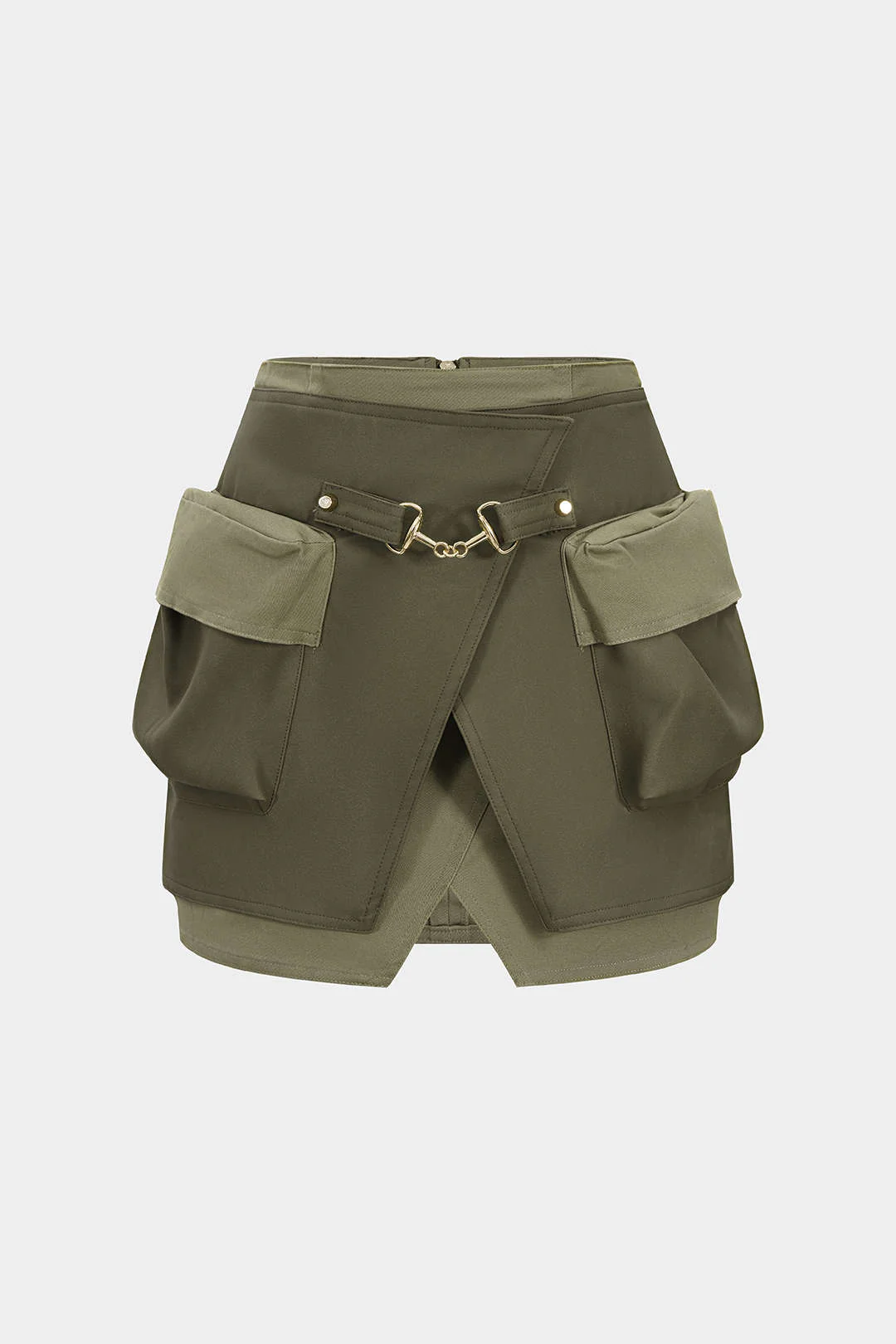 Faux Leather Contrast Pocket Skirt