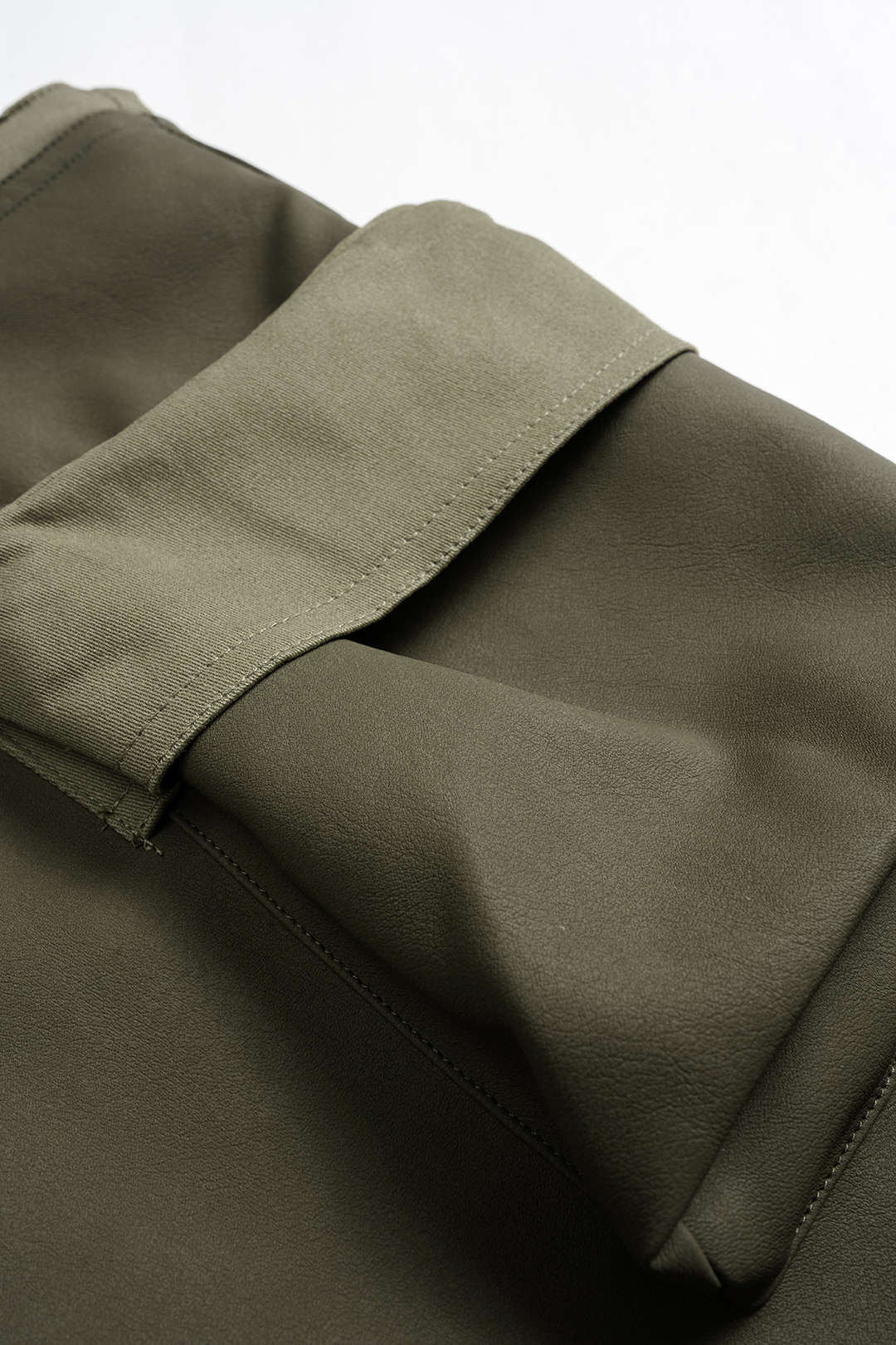 Faux Leather Contrast Pocket Skirt - Image 4
