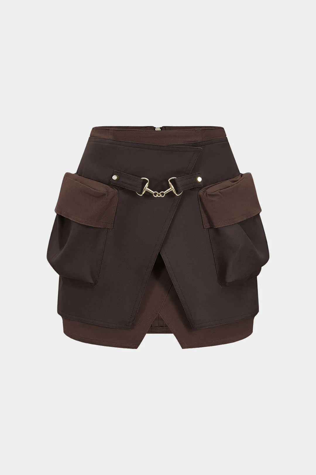 Faux Leather Contrast Pocket Skirt - Image 6