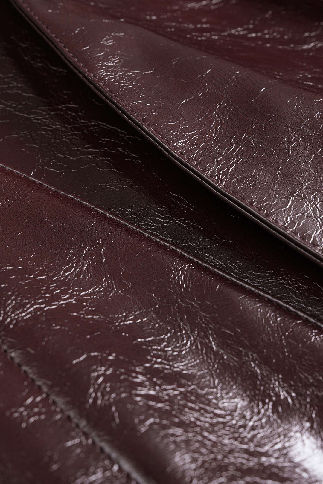 Faux Leather Pleated Stitching Detail Skirt - Image 3