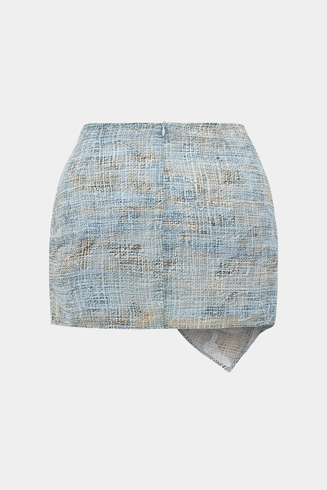 Plus Size Abstract Print Chiffon Metallic Decor Ruched Zipper Skirt - Image 2