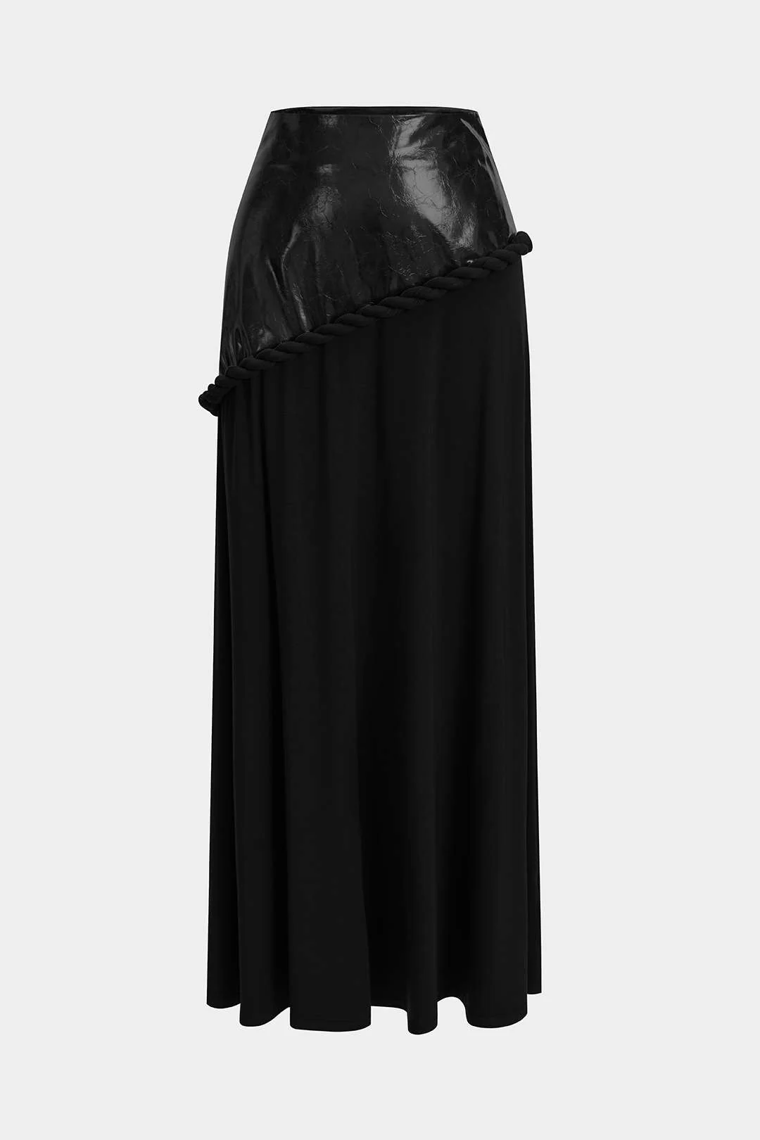Faux Leather Patchwork Zipper Twist Knot Skirt - Image 10