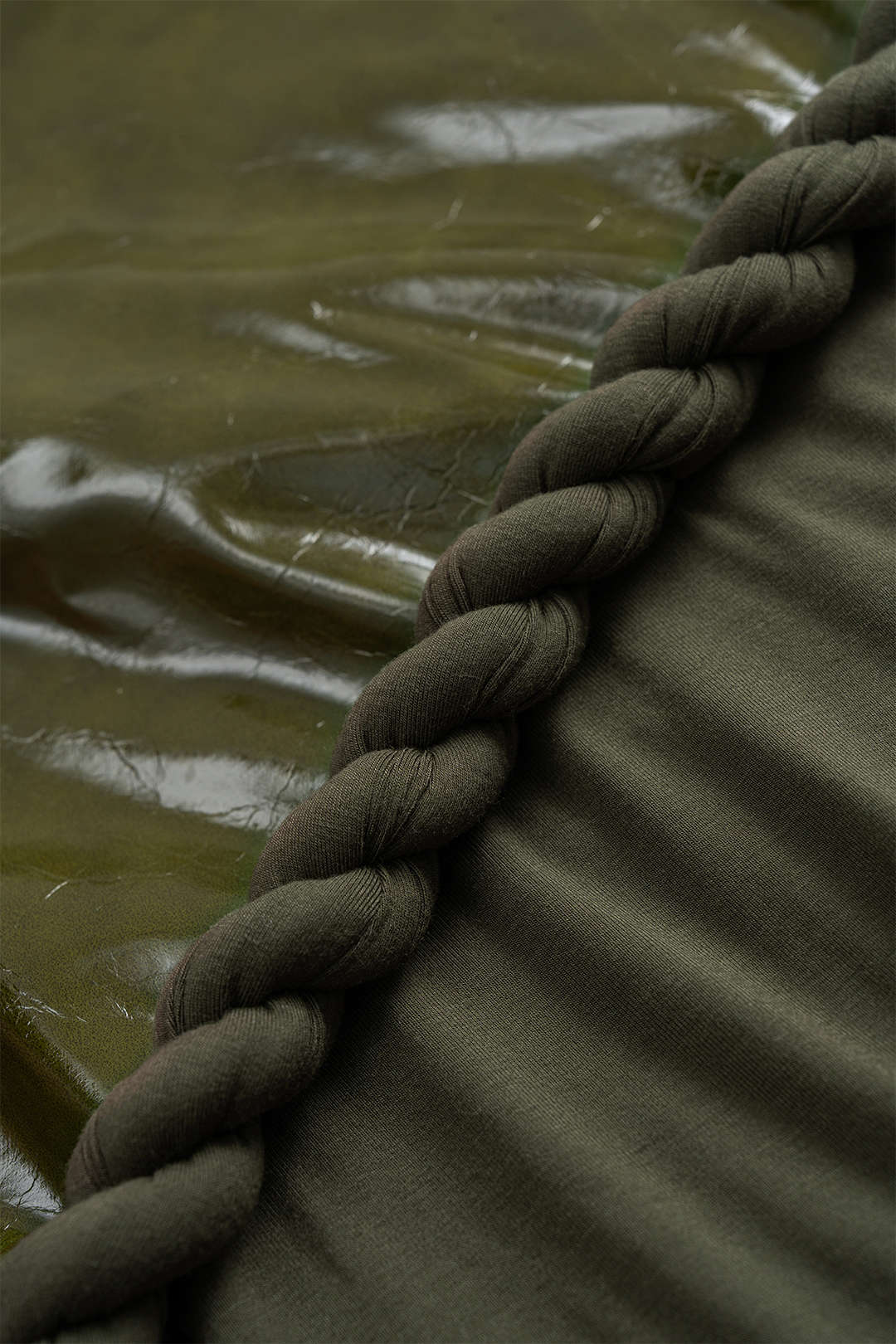 Faux Leather Patchwork Zipper Twist Knot Skirt - Image 3