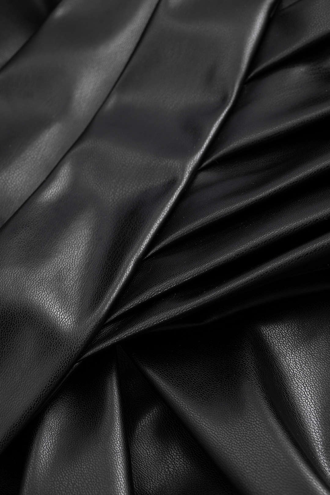 Faux Leather Ruffle Ruched Crossed Skirt - Image 4